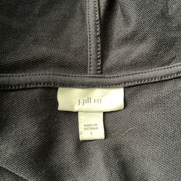 J.jill Women’s Navy Blue Fit Elevate Terry Hooded Open Front Cardigan Size Large - Picture 8 of 8